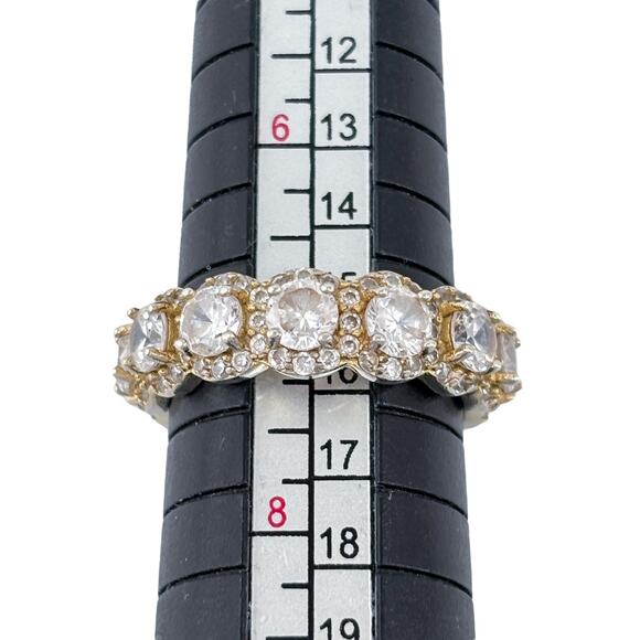 Gold-Tone Cubic Zirconia Eternity Wedding Band | Sterling Silver 925 | Size 7 - Picture 7 of 9